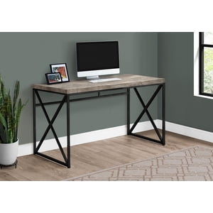 Monarch Specialties Computer Desk, Home Office, Laptop, Work, Metal, Laminate, Beige, Black, Contemporary, Modern