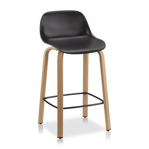 Bouclair Black Plastic and Wood Metal Veneer Counter Stool