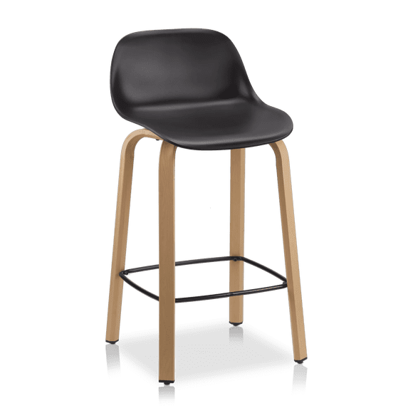 Bouclair Black Plastic and Wood Metal Veneer Counter Stool