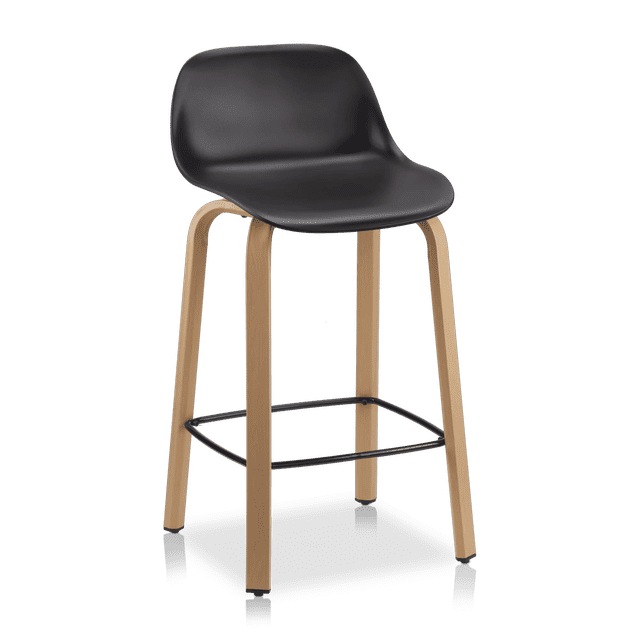 Bouclair Black Plastic and Wood Metal Veneer Counter Stool