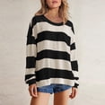 thumbnail image 1 of Styesk Chemises à Manches Longues pour Femmes Chemise Rayée Tendance Ample Col Rond Tunique Décontractée Patchwork Douce Légère Chandail en Molleton, 1 of 7