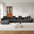 thumbnail image 3 of The Magic Home Canapé de Coin Convertible Modulable 4 Places en Velours Côtelé Noir,, 3 of 10
