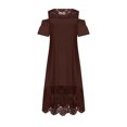 thumbnail image 4 of LSLJS Plus Size Women Sexy Ruffle Strapless Splicing Lace Splicing Short Sleeve Dresses, Plus Size Dress, 4 of 7