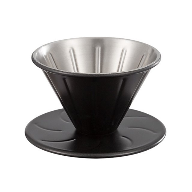 Visland Coffee Filter Cone Stainless Steel Hand Drip Pour Over Coffee Funnel with Spiral Ribs Dishwasher Safe V-Shaped Coffee Filter for Most Coffee Makers Camping Home Brewing