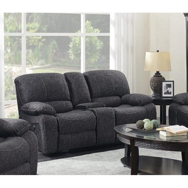 Midnight Grey Velvet Fabric Power Recliner Loveseat