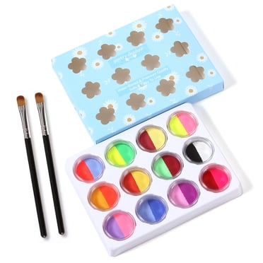 24-Color Washable Body Paint Set with 2 Paintbrushes Facepaints Non-Toxic Water Activated Face Painting Makeup