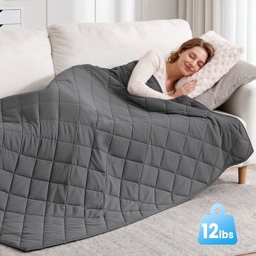 MARNUR Couverture Pondérée pour Adultes 12 Lb, 48 Pouces x 72 Pouces Format Jumeau Couverture Lourde, Rafraîchissante et Respirante avec Perles de Verre de Qualité Supérieure, Couverture Pondérée Douce et Confortable pour Dormir, Lavable à la Machine