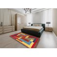 thumbnail image 4 of Ahgly Company Tapis d'Intérieur Carrés Abstraits Rouges Abstraits pour Aire, 4 Pieds Carré, 4 of 6