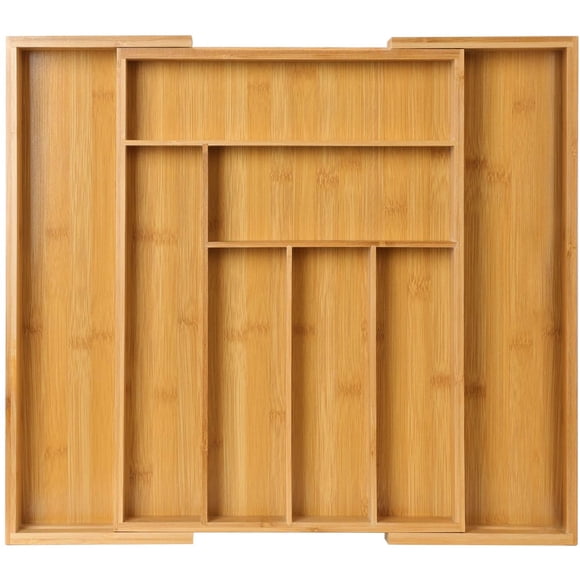 Bamboo Expandable Drawer Organizer for Utensils Holder, Adjustable Cutlery Tray, Wood Drawer Dividers Organizer for Silverware, Flatware, Knives In Kitchen, Bedroom, Living Room
