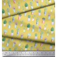 thumbnail image 2 of Soimoi Yellow Cotton Poplin Fabric Cactus Leaves Decor Fabric Printed Yard 42 Inch Wide, 2 of 3