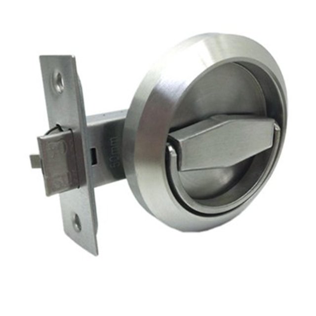 Luzkey Round Knobs Rings Pulls Lock Door Handle Lock Parts Stainless Steel Recessed Door Knob Outdoor Lock for Corridor Storeroom Double Sided Lock