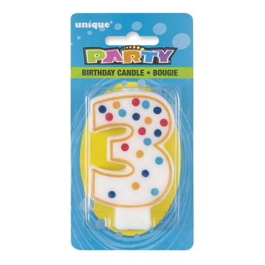 Unique Industries' Polka Dot Number "3" Birthday Candle