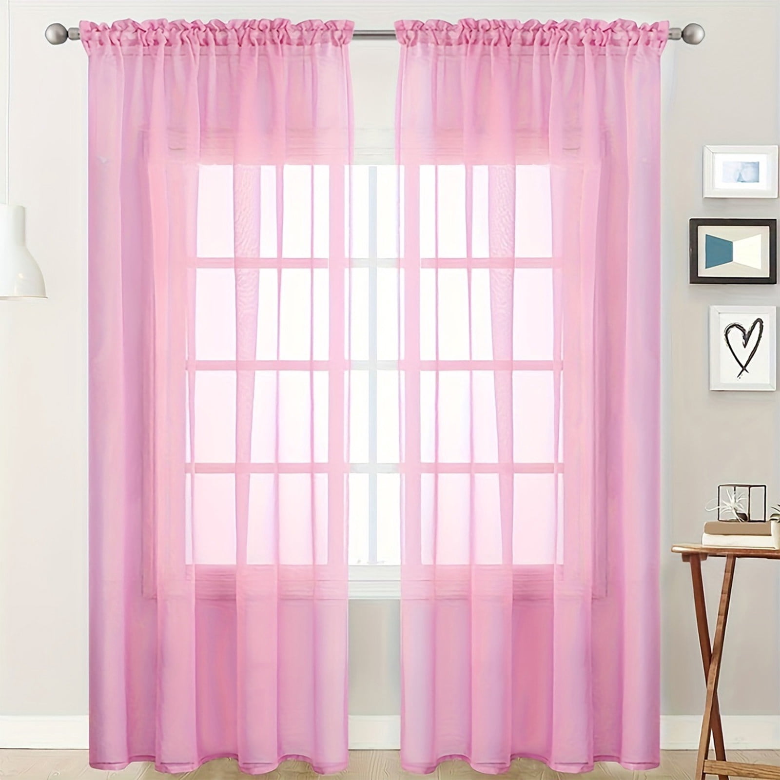 Birdeem Semi Sheer Curtains with Rod Pocket Design, Light Filtering Window Drapes for Privacy, Modern Sheer Panels 52x63 Inches, Versatile for Living Room Bedroom Balcony
