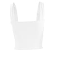 thumbnail image 4 of AherBiu Hauts Courts pour Femmes Col Carré Sans Manches Couleur Unie Extensible Coupe Ajustée Confortables Débardeurs de Sortie, 4 of 6