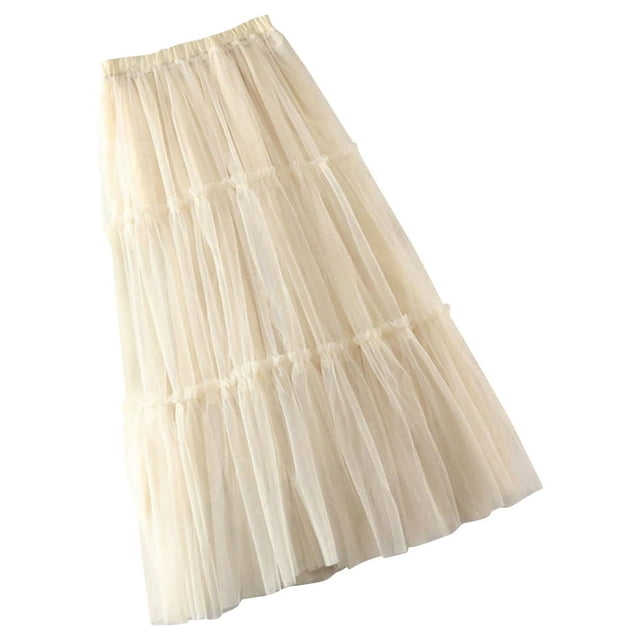 Jupe Longue en Maille Élastique Taille Haute Printemps Été pour Femmes