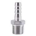 thumbnail image 1 of Connecteur Mâle Fileté en Acier Inoxydable pour Tuyau à Barbe (1/2x12mm), 1 of 3