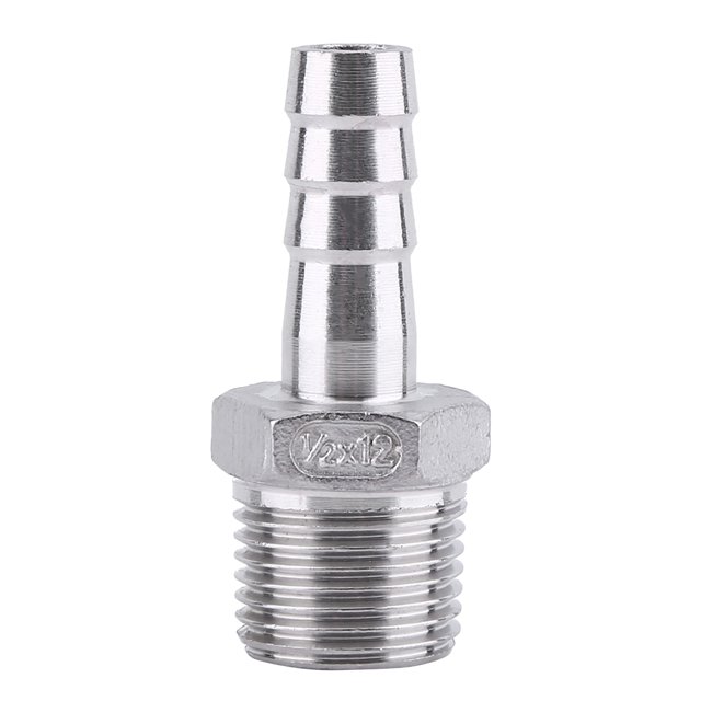 Connecteur Mâle Fileté en Acier Inoxydable pour Tuyau à Barbe (1/2x12mm)