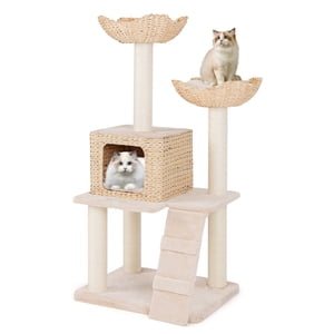 Gymax Tour Cattail de 48'' avec scratching Sisal Posts Perch Condo espadrilles Bed Ladder