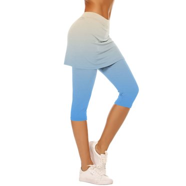 Dealovy Skirts Leggings for Women High Waisted Workout Yoga Capris Gradient Color Tennis Skirt Golf Athletic Skorts