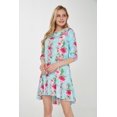 thumbnail image 5 of Hawaiian Manches 3/4 Sirène Tunique Robe L Rose Turquoise Hibiscus Vigne des Femmes, 5 of 5