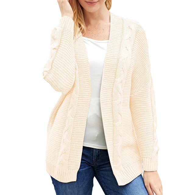 Cardigans en Tricot Épais à Manches Longues pour Femmes, Ouverts à l'Avant, Coupe Ample, Manteaux