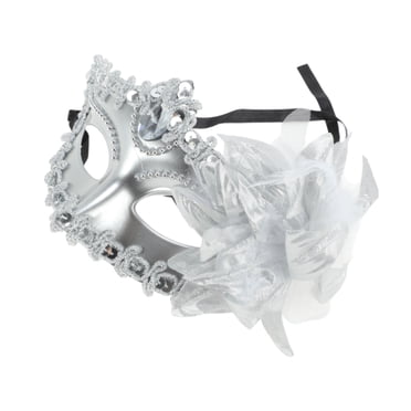 Unique Bargains 1 Pc Lily Princess Half Face Party Mask for Masquerade Party Silver Tone
