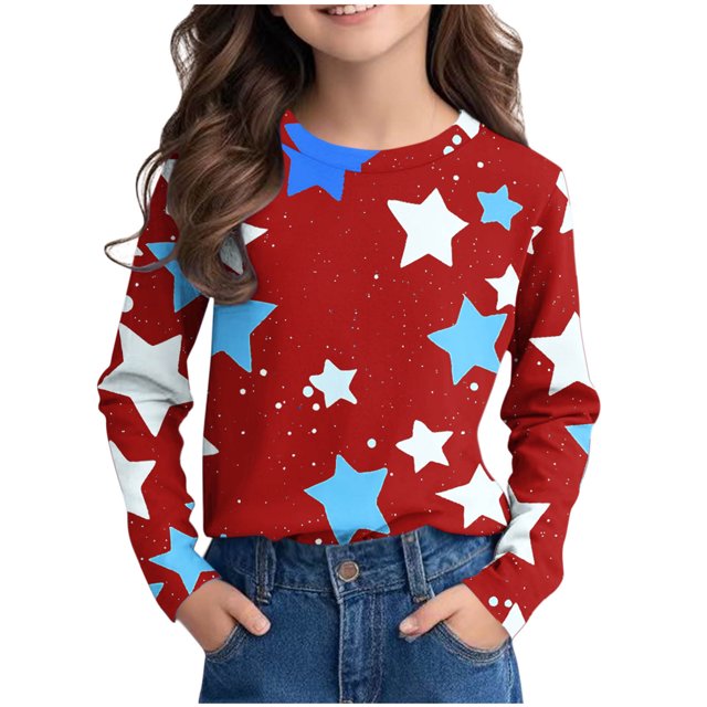 Posijego T-Shirts Graphiques à Manches Longues pour Tout-Petits Garçons Filles, Mignons, Col Ras du Cou, T-Shirts Basiques, Hauts, Chandail de Printemps pour Enfants