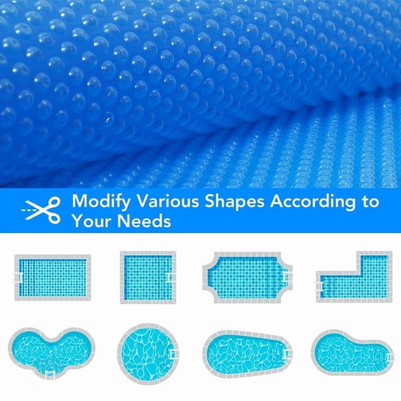 Solar Pool Cover 16x32FT – 14mil Thick Rectangle Solar Blanket for Inground & Above-Ground Pools, 300 Micron Bubble, Blue
