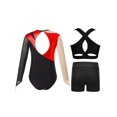 thumbnail image 2 of Zaldita Kids Girls Gymnastics Leotards Shiny Rhinestones Mesh Back Keyhole Unitards Jumpsuits with Crop Tops Shorts Red 10, 2 of 5