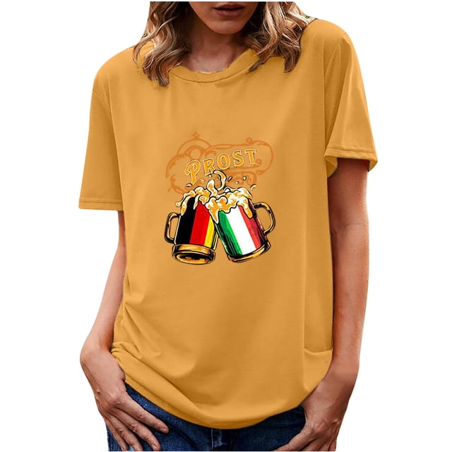 XZNGL Womens Summer Tops Short Sleeve Prost Womens Summer Print O-Neck T Shirts Short Sleeve Tops Blouse Womens T Shirts for Summer Womens Shirts Summer Womens Summer Shirts