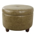 thumbnail image 2 of HomePop Grand Pouf de Rangement en Similicuir - Similicuir Brun Vieilli, 2 of 5