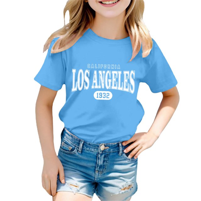 Camisole avec Soutien-Gorge, Mode Décontractée pour Enfants, Imprimé, Col Rond, Manches Courtes, T-Shirt Ample
