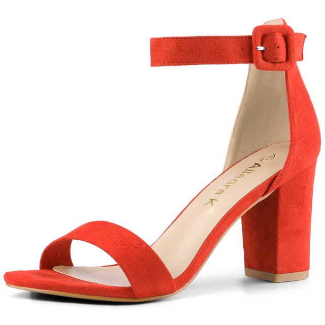 BLISSFUL STEP Women's Chunky High Heel Ankle Strap Sandals