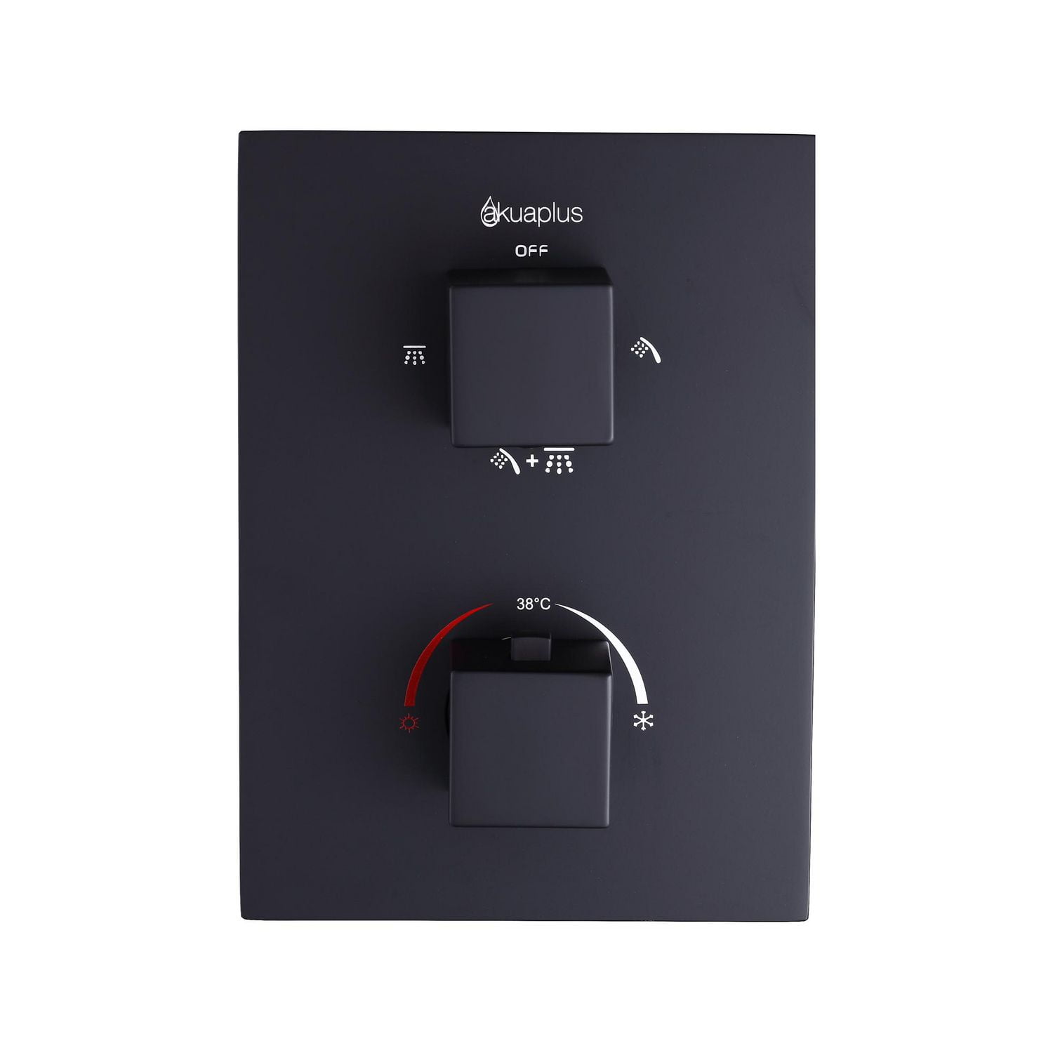 Valve thermostatique carrée 3 fonctions, 2 Systèmes de barre de douche réglable, fini noir