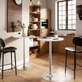 thumbnail image 2 of Homall Bistro Pub Table Round Bar Height Cocktail Table Metal Base MDF Top Obsidian Table with Black Leg 23.8-Inch Top, 39.5-Inch Height, White, 2 of 10