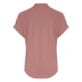 thumbnail image 5 of WEIYLL Womens T Shirts Summer Loose Fit V Neck Curved Hem Flowy Solid Pink Tee Sizes L, 5 of 5