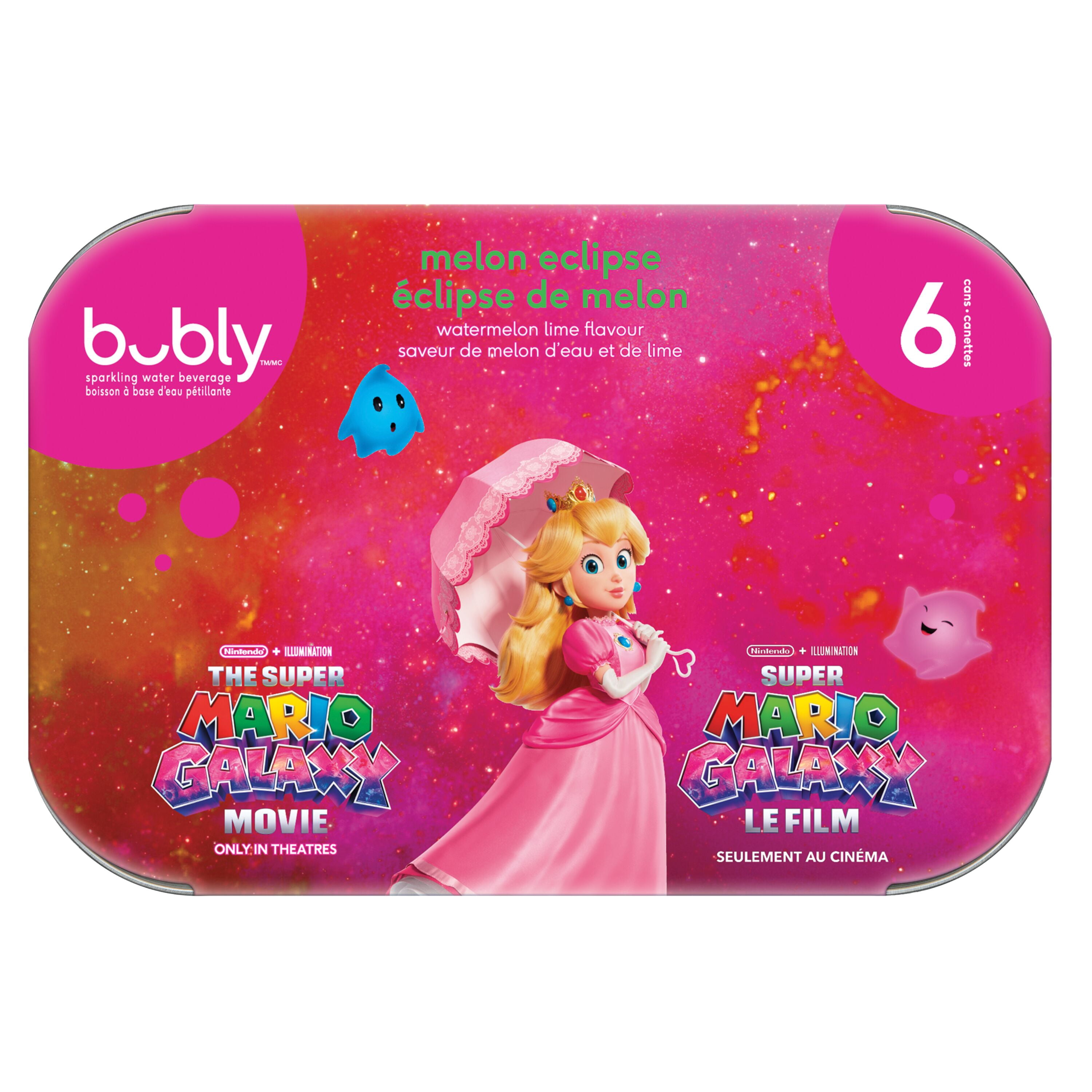 Eau pétillante Bubly Éclipse de melon 6 x 222 mL, Mini-canettes