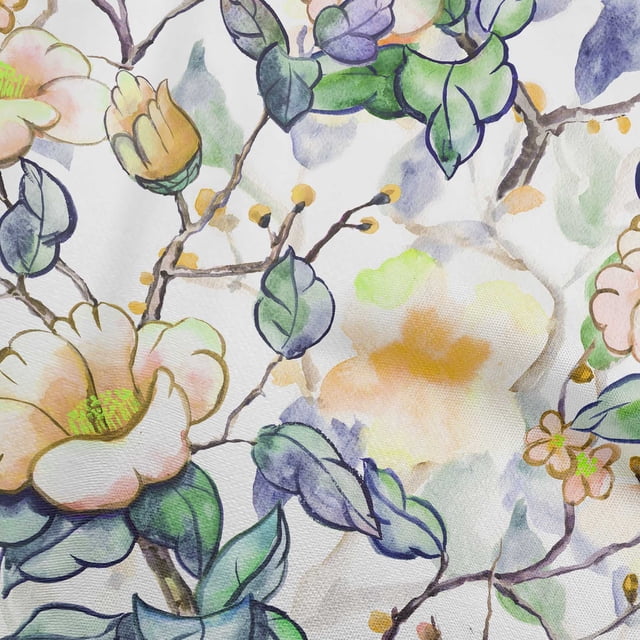 oneOone Cotton Poplin Yellow Fabric Florals Sewing Craft Projects Fabric Prints By Yard 56 Inch Wide