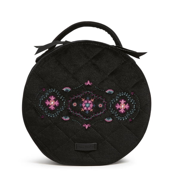 Vera Bradley Round Travel Cosmetic Makeup Organizer Case Winter Ornaments