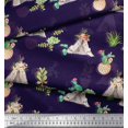 thumbnail image 3 of Soimoi Purple Cotton Duck Fabric Cactus With Conical Pot Tree Decor Fabric Printed Yard 56 Inch Wide, 3 of 5