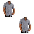 thumbnail image 2 of pitrice Chemise Homme à Simple Boutonnage Été Boutonnée Col Rabattu Chemises Polyester Mode Vêtements Cadeau d'Anniversaire Gris TTTG 2Set, 2 of 6
