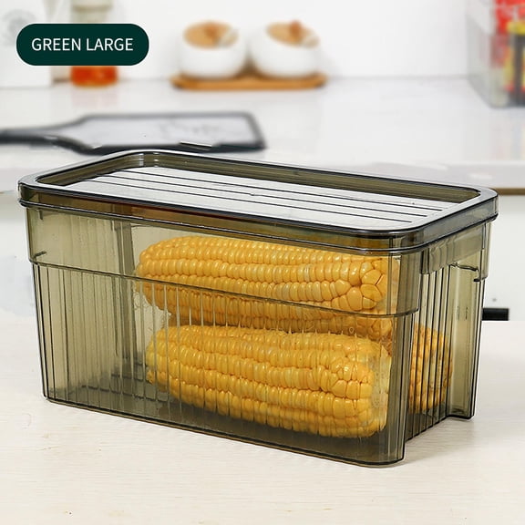 pstuiky Refrigerator Storage Bins Stackable Plastic Food Organizer Basket with Cutout Handle for Kitchen Cabinet Freezer Pantry Organization Set of 1 Clear