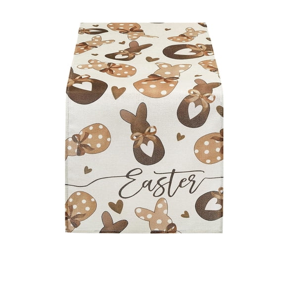 SDNall Easter Decorations for The Home, Easter Table Decorations, Cute Rabbits Themed Tablecloth - Linen Printed Table Flag for Easter Restaurant Decoration
