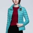 thumbnail image 2 of RKSTN Puffer Jacket Womens Long Sleeve Stand Collar Zip Up Winter Jacket Quilted Lightweight Down Jacket with Pockets, 2 of 7