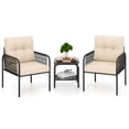 thumbnail image 2 of Costway 3 PCS Patio Bistro Set with Tempered Glass Table Chairs Back and Seat Cushions, 2 of 10