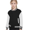 thumbnail image 2 of Girls Coats & Jackets Child Autumn Spring Long Sleeved Color Block Baseball Black Girls Fall Tops ,5-6 Years, 2 of 4