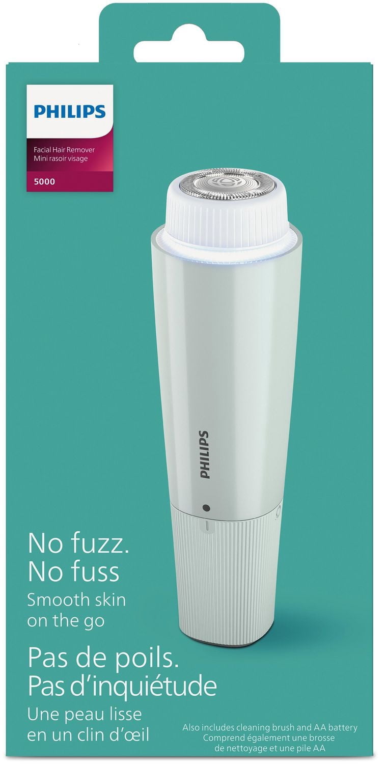 Philips Cordless Facial Hair Remover designed for women to gently remove hairs on the upper lip, chin, cheeks and jawline. A gentle experience at home and on-the-go, BRR474