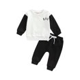 thumbnail image 1 of Faithtur Toddler Boy 2Pcs Fall Outfits, Long Sleeve Letter Print Pullover Tops + Pants Set, 1 of 9