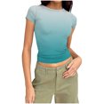 thumbnail image 2 of HongQid Womens Basic Tees Summer Short Sleeve Shirts Slim Fit Tight T Shirt Going Out Tops, 2 of 7