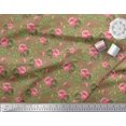 thumbnail image 3 of Soimoi Poly Georgette Tissu Feuilles & Pivoine Imprimé Floral 1 Yard 42 Inch Wide, 3 of 5